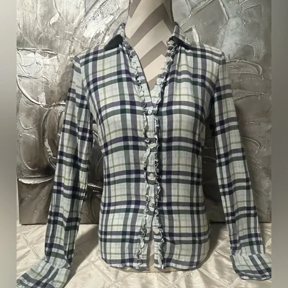 Aeropostale 2010 Green & Purple Y2K Western Long Sleeve Flannel Button Up Size S - Picture 8 of 16